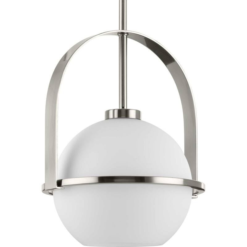 Progress Lighting P500358 Delayne 9" Wide Mini Pendant with Frosted - Brushed Nickel