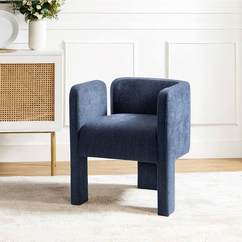 Friedrich Modern Left-facing Cutout Dining Chair with Three-legged Design By HULALA HOME - Navy