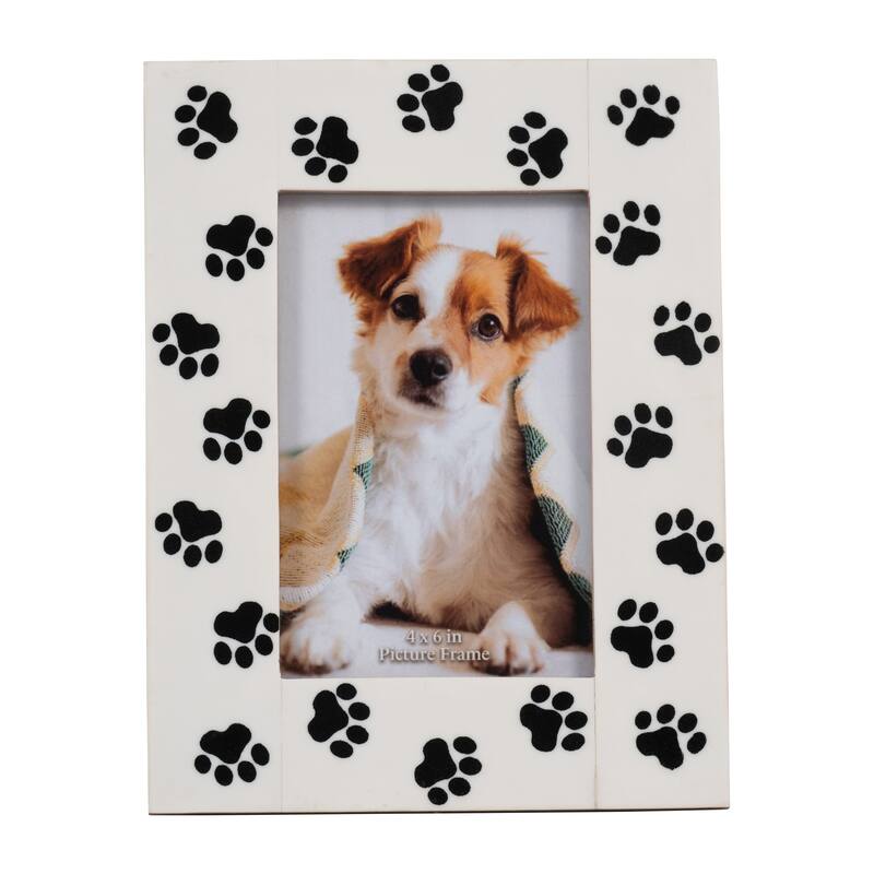 Sagebrook Home4" x 6" Paw Print Photo Frame, Contemporary Black and White Resin Decorative Picture Frame - Paw Print Black/white - 7" x 1" x 9"