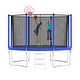 preview thumbnail 1 of 10, 12 ft. Outdoor Blue Heavy-Duty Round Trampoline with Enclosure with Basketball Hoop and Ladder Kids