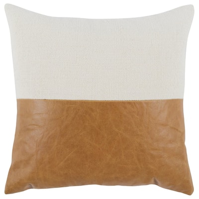 Yoli 20" Square Throw Pillow, Chestnut Ivory by Kosas Home
