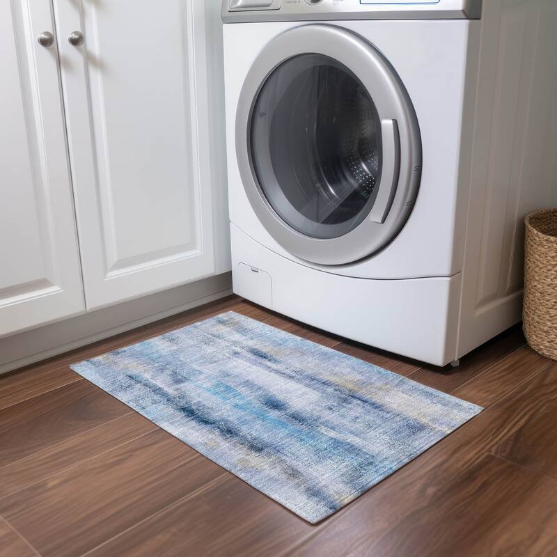 Machine Washable Indoor/ Outdoor Modern Imprints Chantille Rug