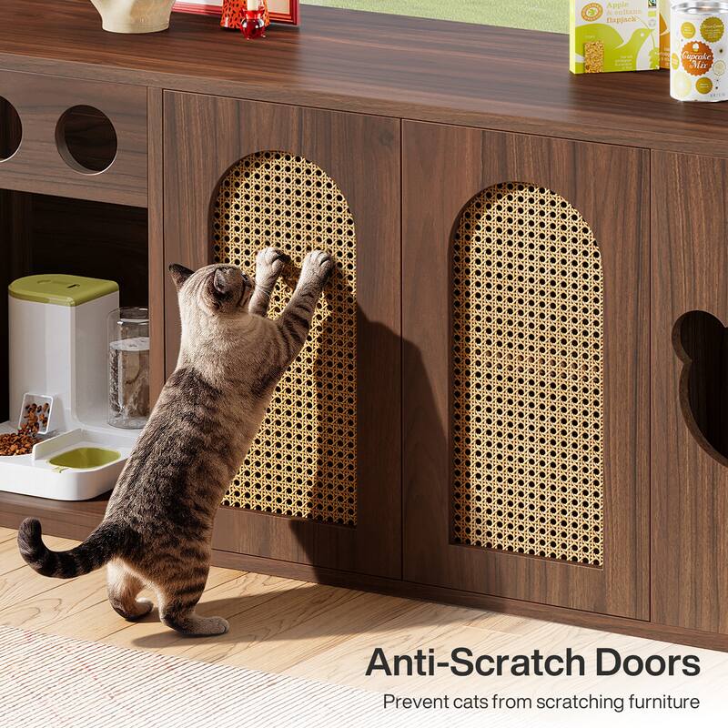 Extra Large Cat Litter Box Enclosure, 70.9-Inch Box Furniture Cabinet