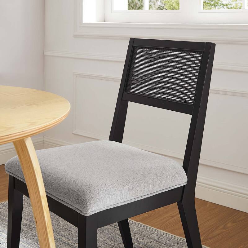 Nimba Faux Rattan Fabric Dining Chairs Set of 2