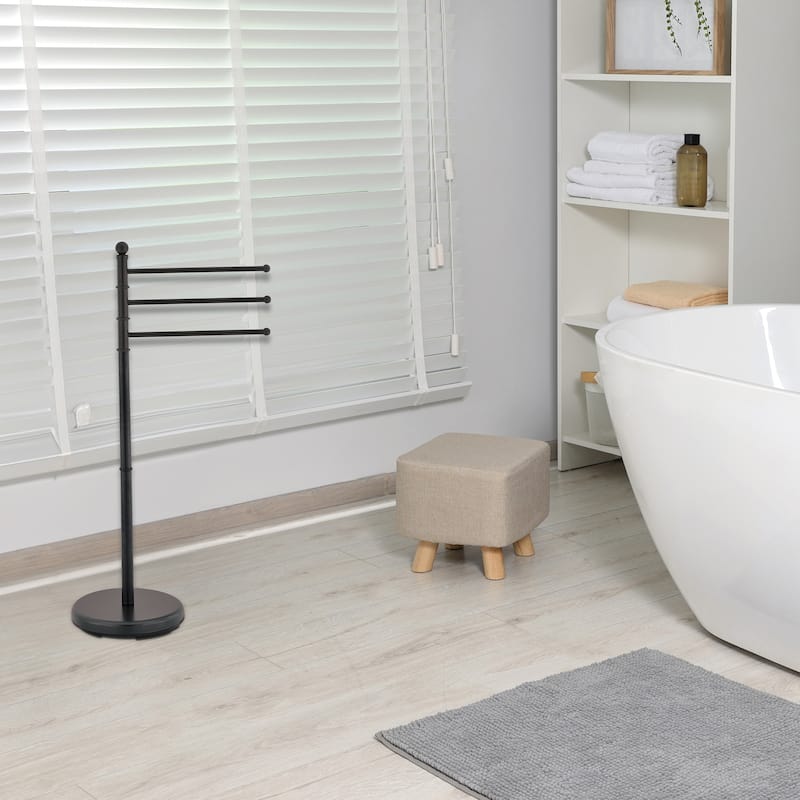 3 Arms Metal Towel Stand Black