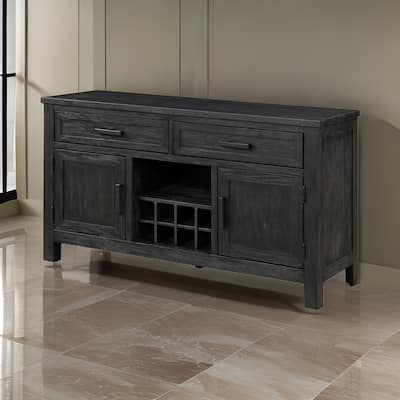 Lory 54 Inch Sideboard Server Buffet, 2 Drawers, Cabinets, Wine Rack, Black