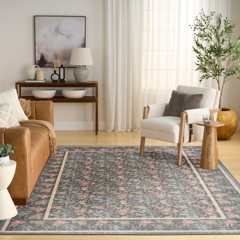 Nourison Botanical Washables Indoor only Textured Floral Area Rug