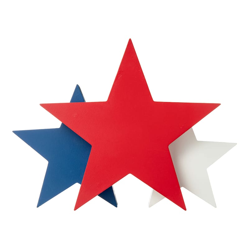 Glitzhome Wooden Patriotic/Americana Houses Stars Table Decor