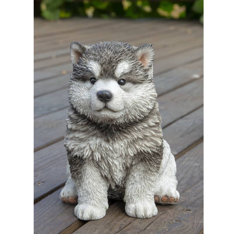 6.5" Sitting Malamute Puppy Outdoor Garden Statue