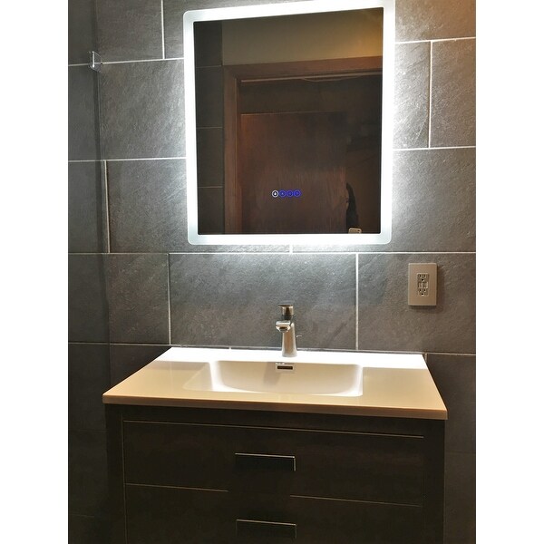 Top Product Reviews For Smartled Illuminated Fog Free Bathroom Mirror With Built In Bluetooth Speakers And Dimmer 24 X 27 Silver 24 X 27 21033704 Overstock