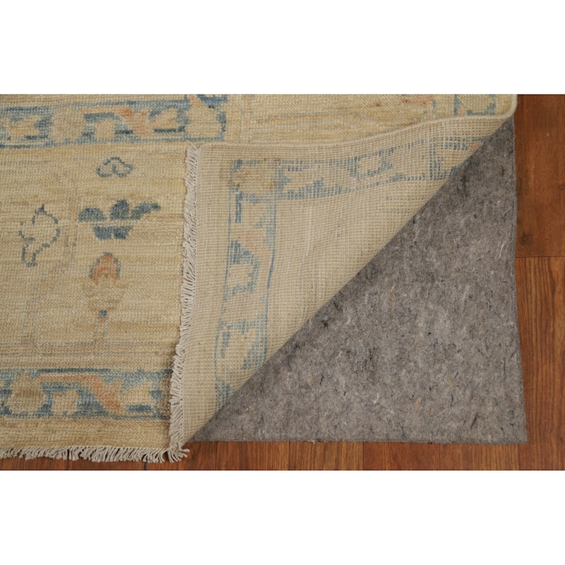 Yellow Floral Oushak Turkish Area Rug Hand-Knotted Wool Carpet - 7'11"x 10'0"