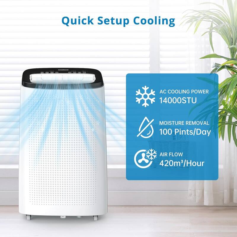 14000BTU Portable Air Conditioner with Remote Control