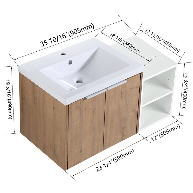 ARTCHIRLY 24/36/48/60/72/84 Inch Bathroom Vanity with Sink, Floating Bathroom Vanity with Soft Close Door and Shelf