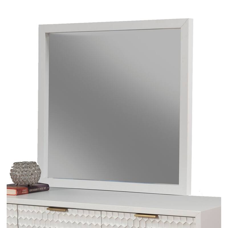 Origins by Alpine White Pearl Wood Mirror in White