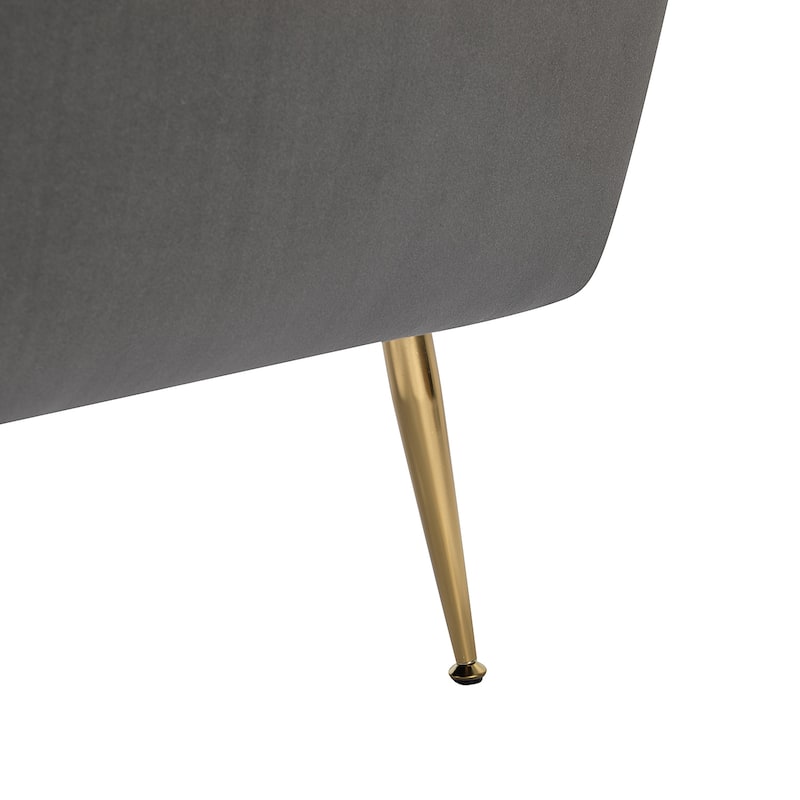1ida Modern Velvet Tufted Padded Cushion Armchair with Golden Metal Legs by HULALA HOME