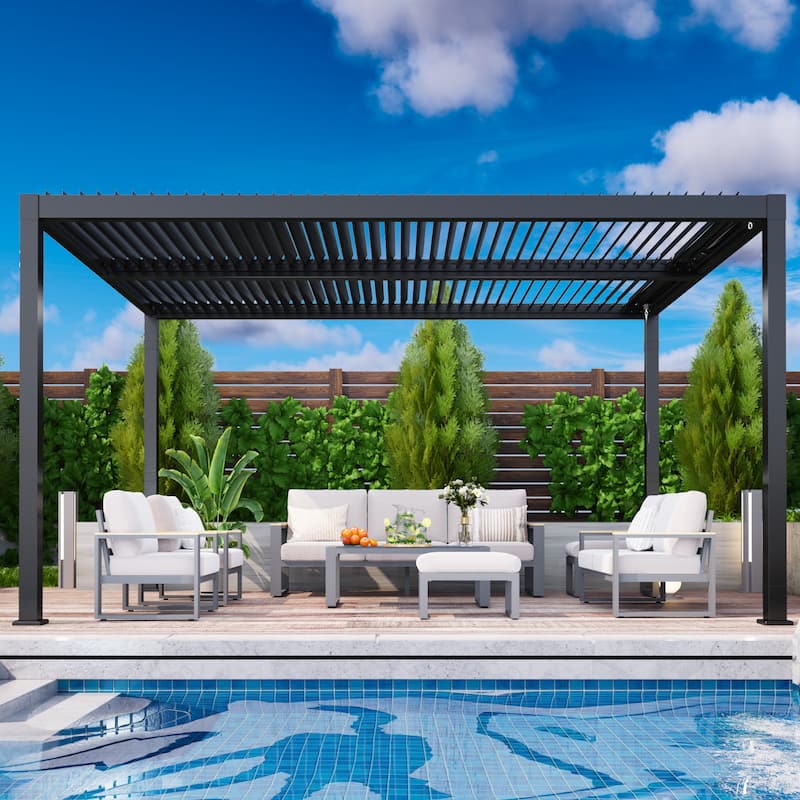 12' x 16' Aluminum Pergola with Adjustable Louvered Roof