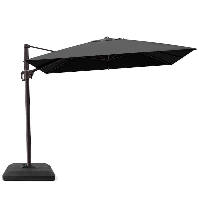 9 x 10.5 FT Outdoor Patio Umbrella Cantilever-Offset Umbrella with 4-Piece Fillable Weighted Base