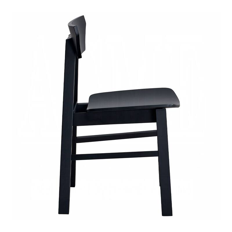 Set of 4 Wooden Dining Chairs with Curved Seat and Back in Black Finish