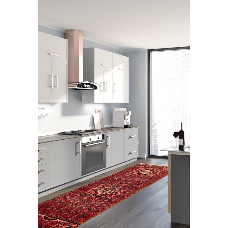 ECARPETGALLERY Hand-knotted Andelz Red Wool Rug - 3'0 x 12'10
