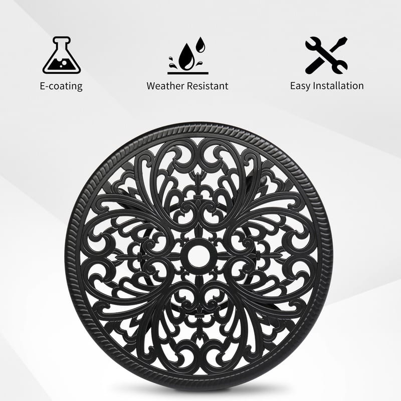 Outdoor Cast Aluminum Dining Table with Umbrella Hole