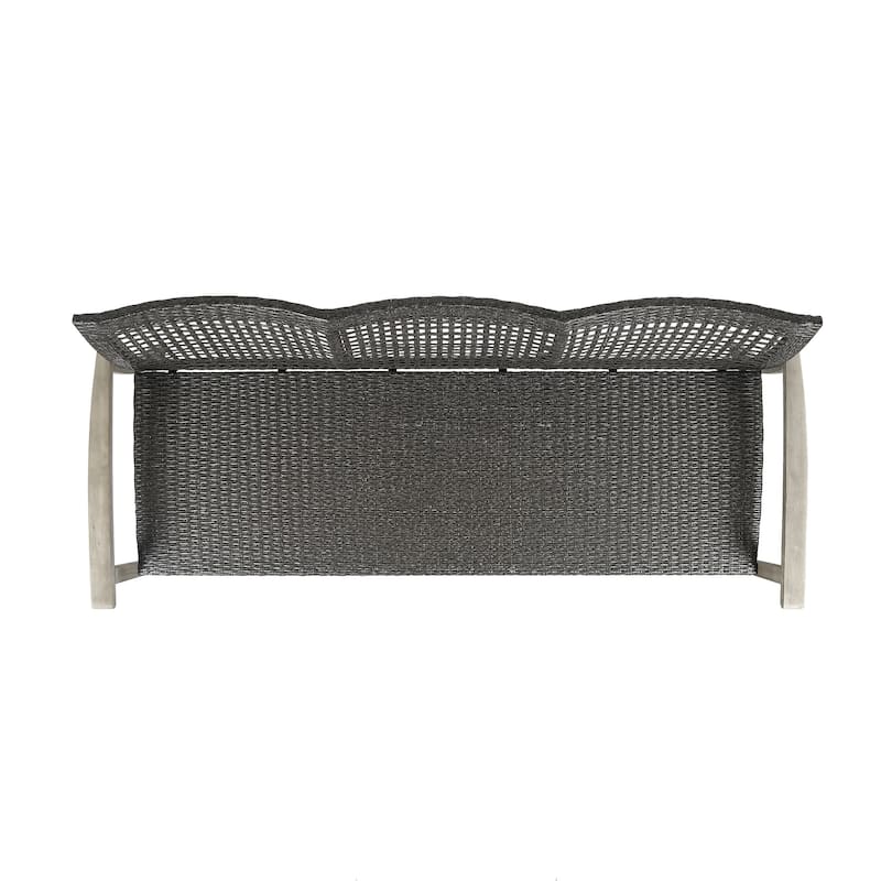 Bops Outdoor Sofa, Gray PE Woven Wicker, Coastal Acacia Wood Frame