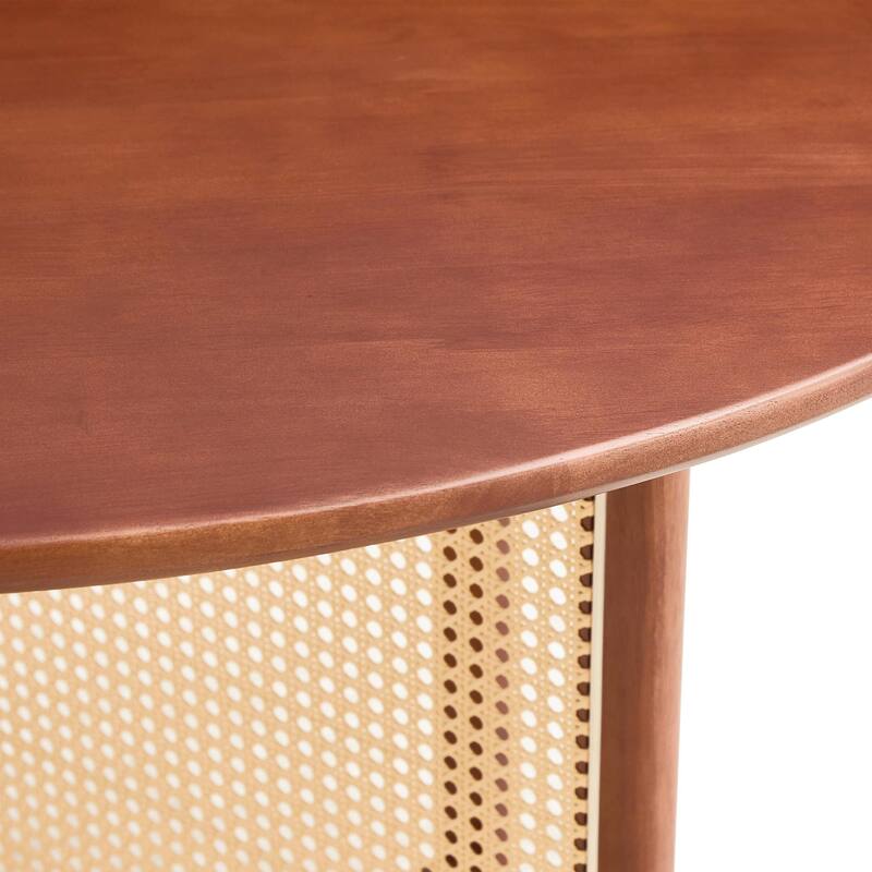 5-Piece Wooden Dining Table Set, Farmhouse Round Dining Table Set with 4 Fabric Dining Chairs for Kitchens, Small Spaces