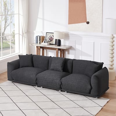 Modern 111" Oversized 3-seater Sofa with Metal Legs and Solid Wood Frame for Living Room