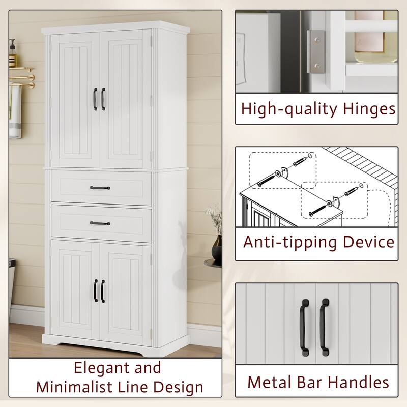 Classic Freestanding Storage Cabinet with Adjustable Shelves and Drawers