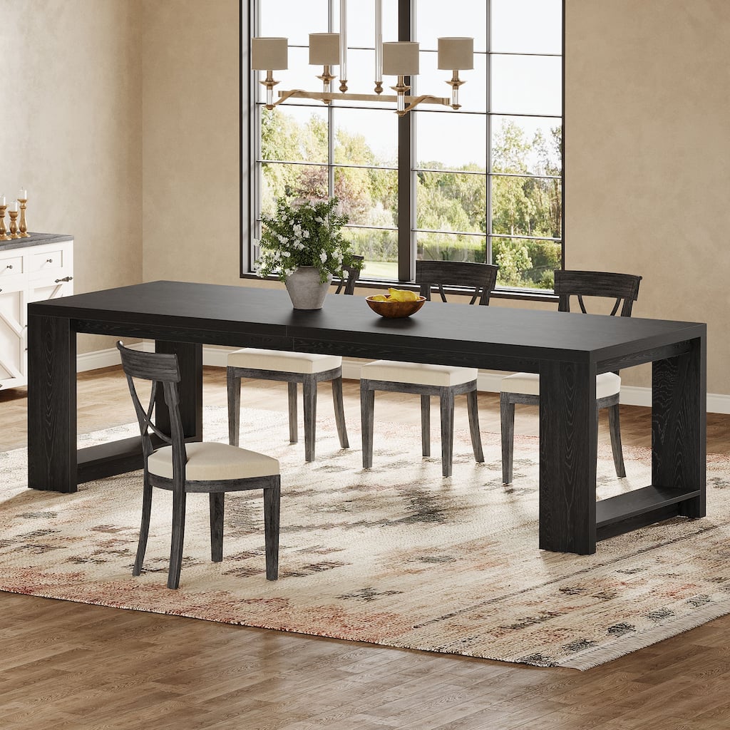 86.61 Inch Extra Long Wood Dining Table Kitchen Table for 6-8
