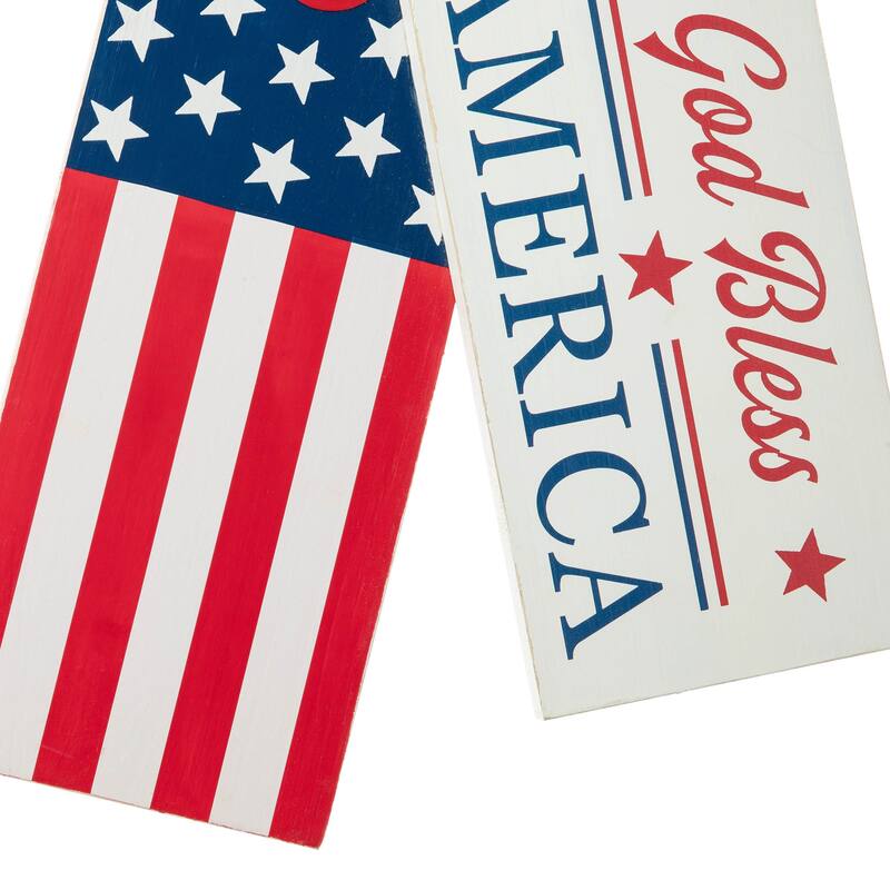 Glitzhome 24"H Wooden Valentine's Day/Patriotic/Americana/Easter Doorknob Hanging Decor