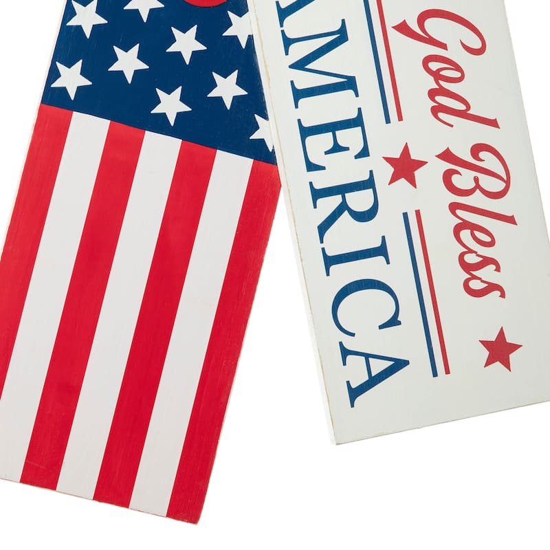 Glitzhome 24"H Wooden Valentine's Day/Patriotic/Americana/Easter Doorknob Hanging Decor