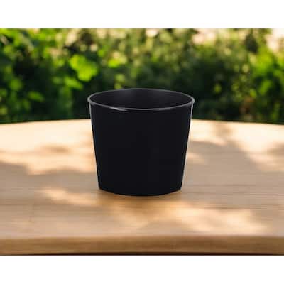 HomeRoots 6" Black Recycled Plastic Indoor Outdoor Round Pot Planter