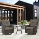 preview thumbnail 3 of 110, Pocassy 3-Piece Outdoor Swivel Bistro Set, Wicker Rocking Chairs Brown/Grey