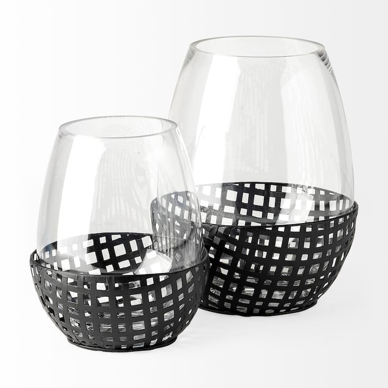 Reena I Small Black Woven Metal Base Table Candle Holder