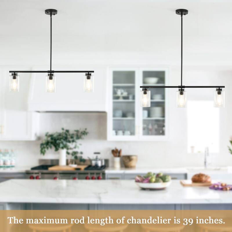 Modern Linear Ceiling Hanging Pendant Light With Adjustable Height for Living Room, Foyer