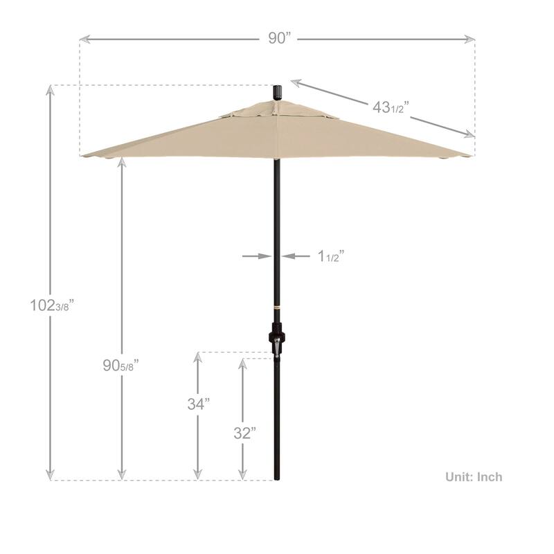 California Umbrella 7.5' Sun Master Patio Umbrella Bronze Aluminum Pole Fiberglass Ribs Crank Lift Tilting Olefin Royal Blue