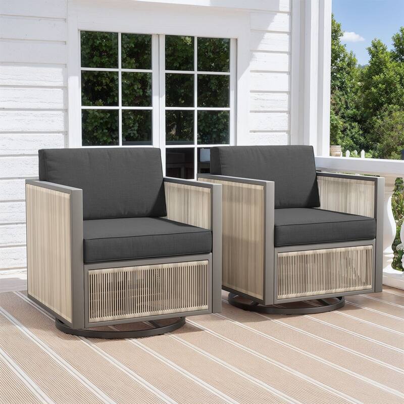 Gymojoy Outdoor Swivel Glider Chairs Wicker Patio Chairs with Thick Cushions