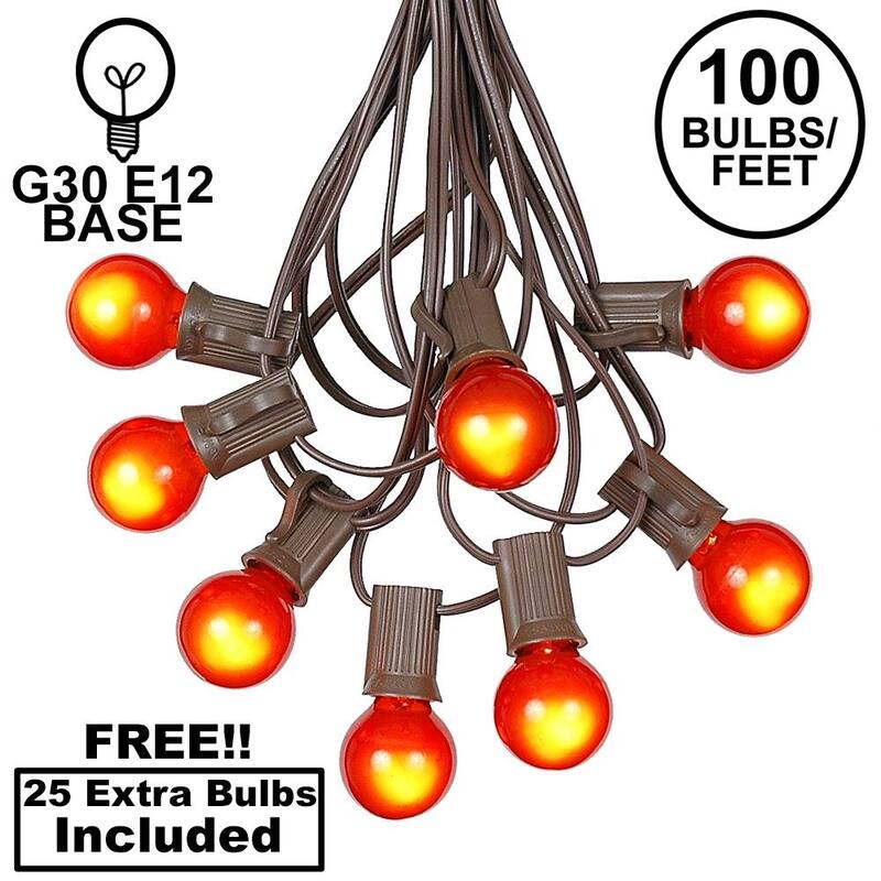 100 Foot G30 Outdoor Globe Patio String Lights - Set of 125 G30 Globe Bulbs