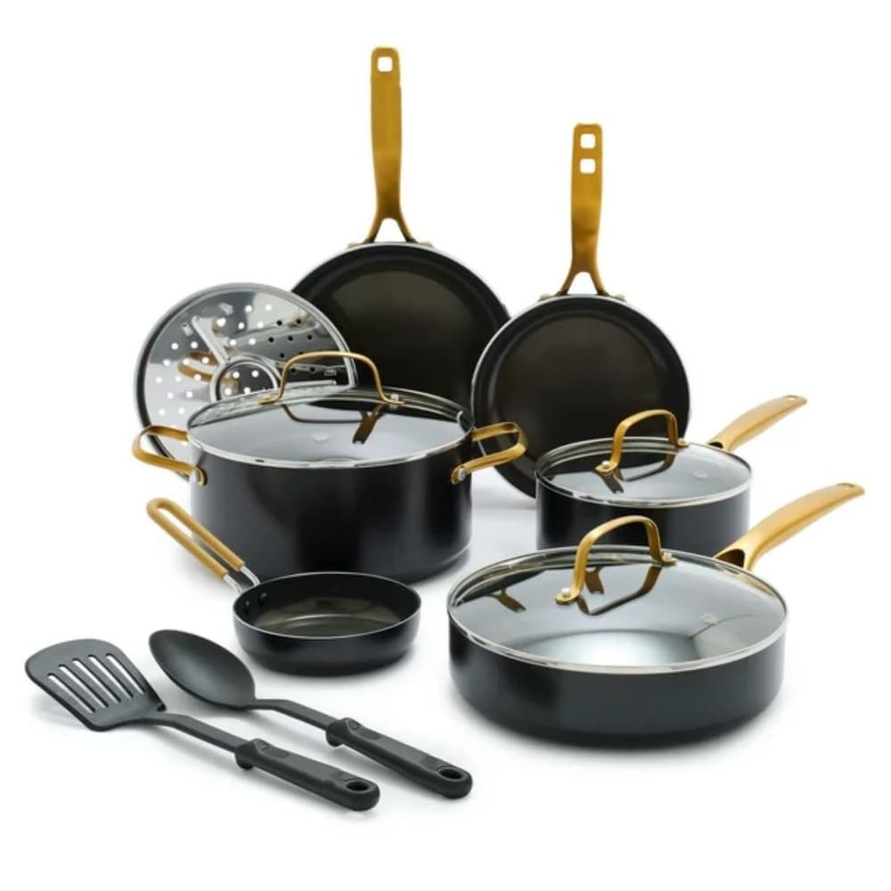 Thyme & Table Non-Stick Pots and Pans 12-Piece Cookware Set, Rose Gold