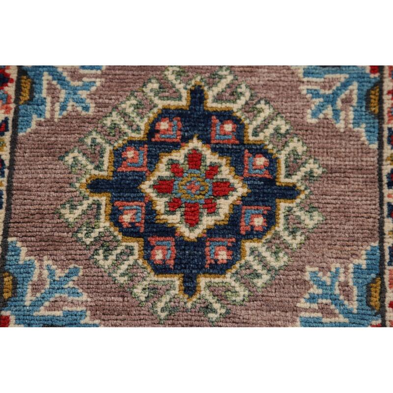 Geometric Kazak Oriental Accent Rug Hand-Knotted Wool Carpet - 2'0" x 3'0"