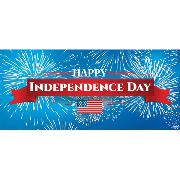 7 X 16 Red And Blue Happy Independence Day Double Car Garage Door Banner N A