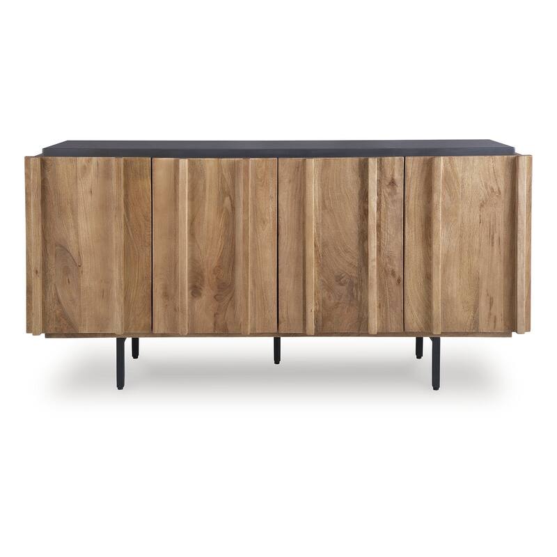 Signature Design by Ashley Quintavious Light Brown/Gray Accent Cabinet - 66" W x 18" D x 33.63" H