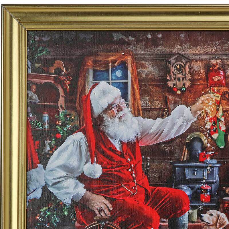 24"X24"Framed Santa At Home Painting - 24" x 24"