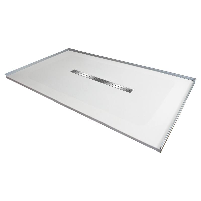 Transolid FZS6036C-09 60-in L x 35.5-in W Zero Threshold Center Drain Shower Base, Black - 60-in L x 35.5-in W