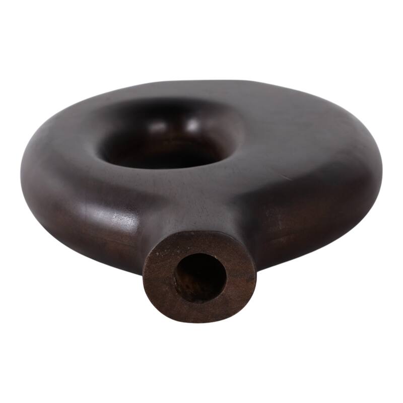 Mango Wood Modern Vase with Round Cutout Silhouette Minimalist Design
