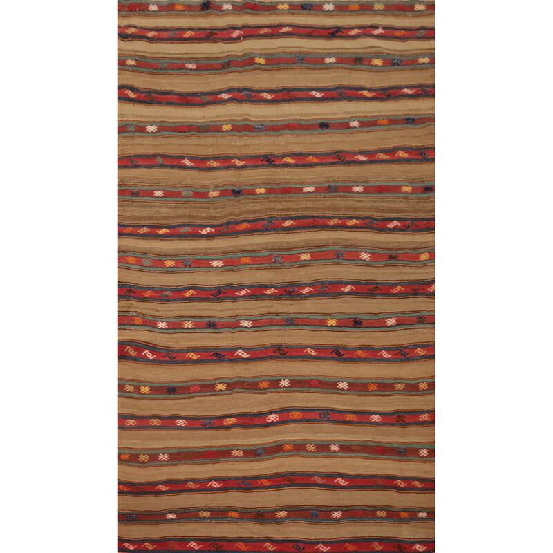 Hand Woven Oriental 100% Wool Carpet Southwestern Tribal Multi-Colored Kilim Area Rug - 7' 8'' X 4' 5''