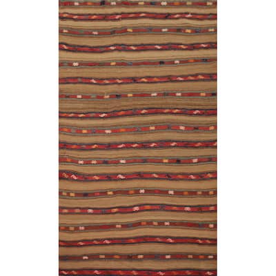 Hand Woven Oriental 100% Wool Carpet Southwestern Tribal Multi-Colored Kilim Area Rug - 7' 8'' X 4' 5''