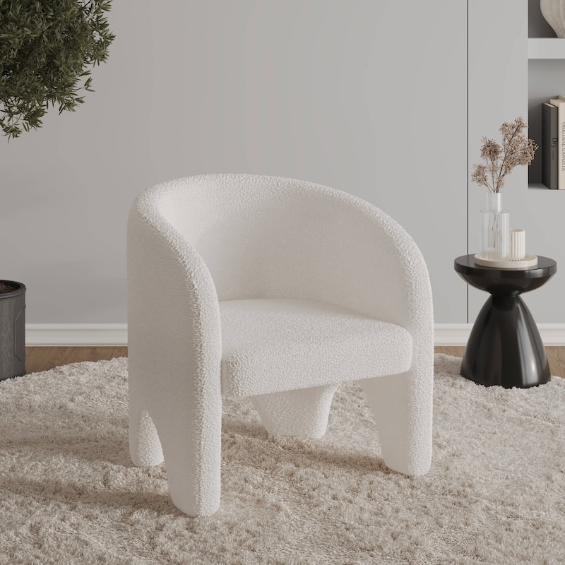 Lylo Velvet/Boucle Accent Chair with Barrel Back Design for Home Office Living Room and Bedroom, No Assembly Required