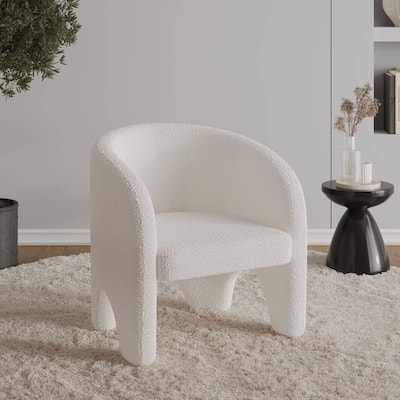 Lylo Velvet/Boucle Accent Chair with Barrel Back Design for Home Office Living Room and Bedroom, No Assembly Required