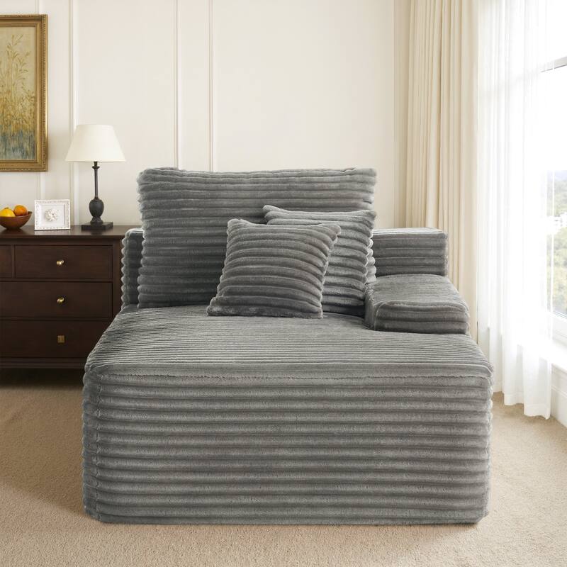 Oversized Upholstered Modular Sectional Chaise Lounge with Pillows